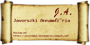 Javorszki Annamária névjegykártya